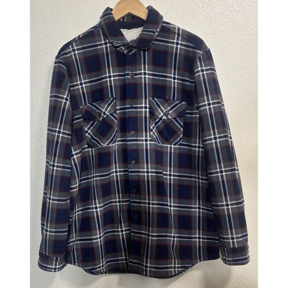 Freedom Foundry Men’s Sz L Sherpa Lined Flannel Shacket Plaid Outdoor Chore Barn - Picture 1 of 8